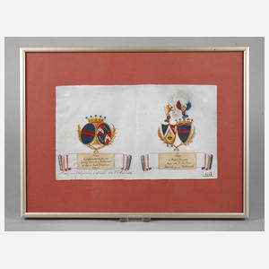 Zwei Alianzwappen Wallmenich/Schmidt