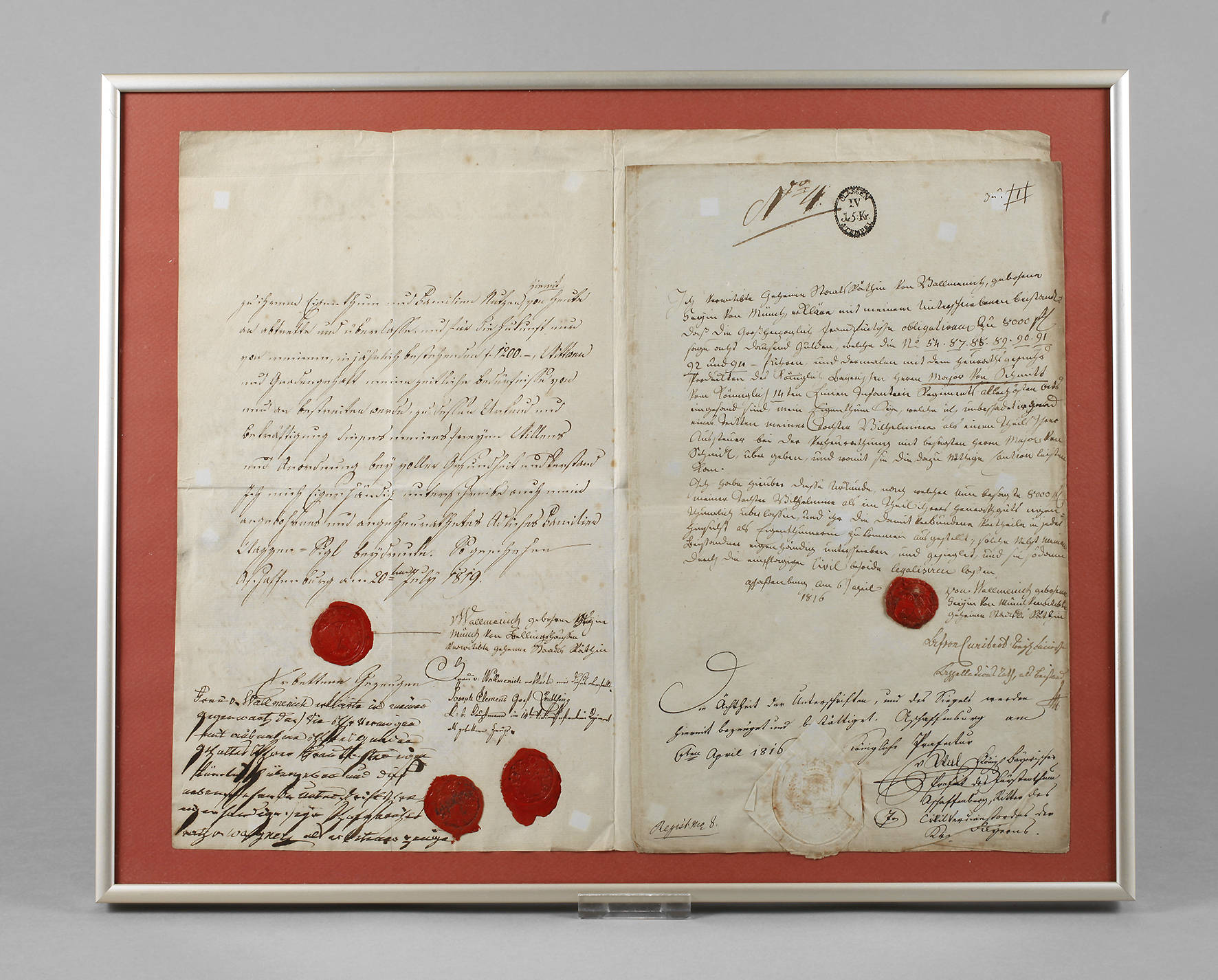 Zwei Urkunden Wallmenich 1816/1819