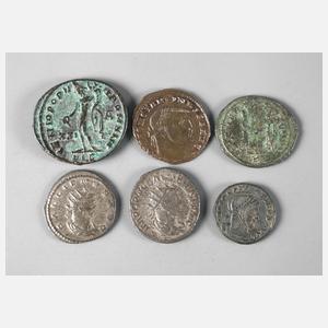 Sechs Münzen römische Kaiserzeit