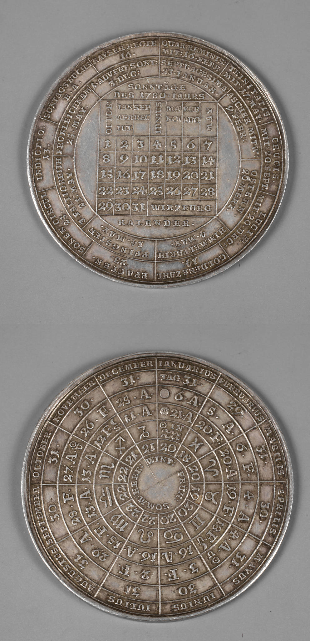 Kalendermedaille Würzburg 1780