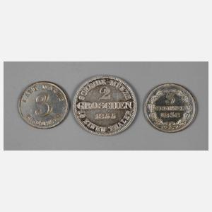 Drei Kleinmünzen Sachsen
