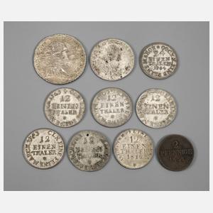 Zehn Münzen Sachsen/Polen