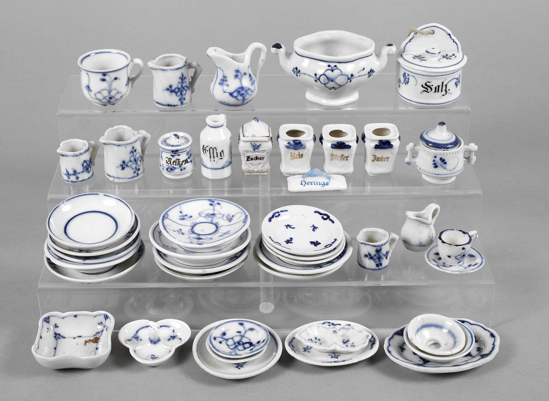 Konvolut Puppenküchengeschirr Blaumalerei