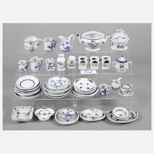 Konvolut Puppenküchengeschirr Blaumalerei