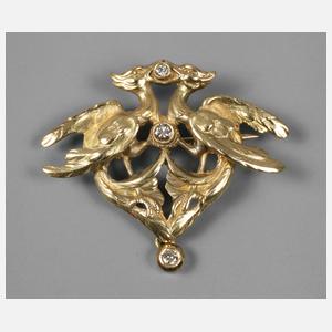 Vogelbrosche mit drei Brillanten