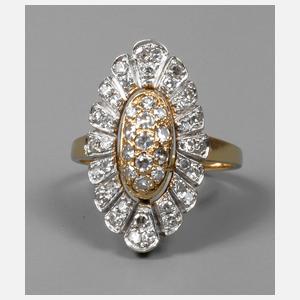 Großer Brillantring Gelb- und Weißgold