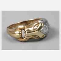 Löwenring mit cognacfarbenen Diamantaugen111