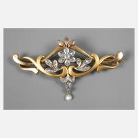 Jugendstilbrosche Gold mit Diamant111