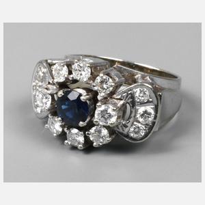 Großer Brillantring mit Saphir