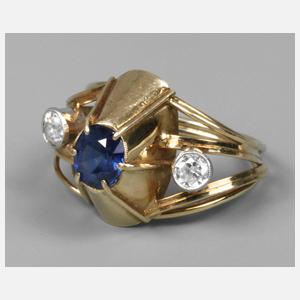 Saphirring mit Brillant