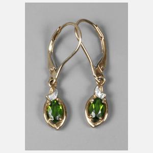 Paar Gold-Ohrringe mit Turmalin