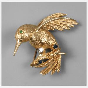 Kolibri-Brosche Gold