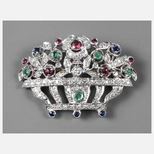 Korbbrosche mit Edelsteinen