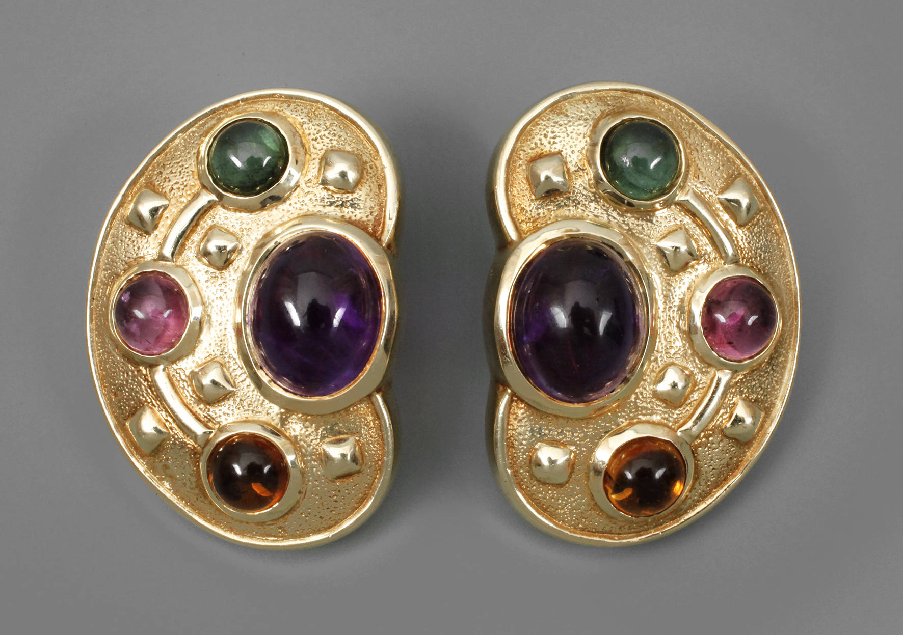 Paar große Gold Ohrclips USA