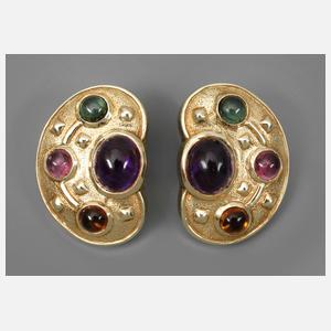 Paar große Gold Ohrclips USA