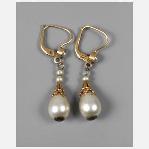Paar Ohrhänger Gold mit Perlen