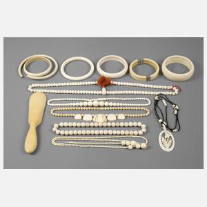 Konvolut Elfenbeinschmuck