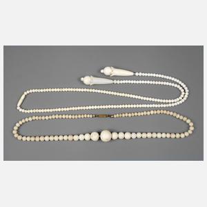 Zwei Ketten Koralle und Elfenbein