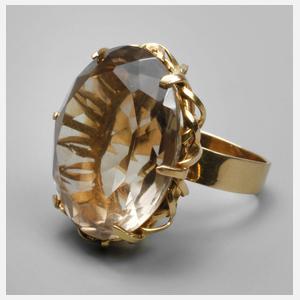 Übergroßer Damenring mit Rauchquarz