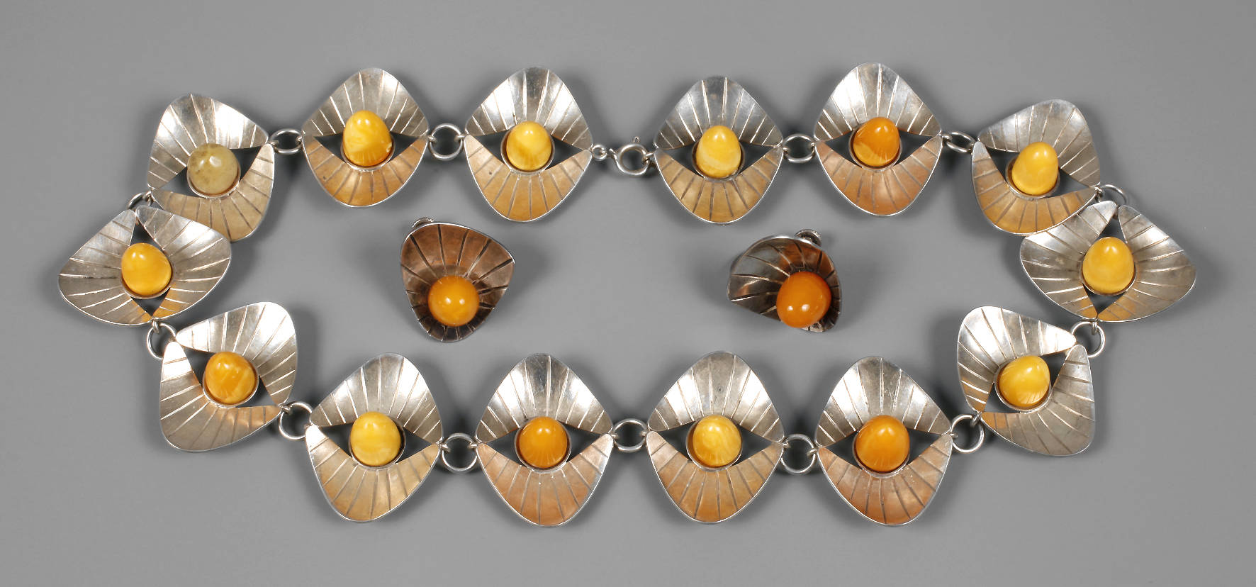 Schmuckset Silber und Bernstein