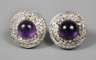 Paar Amethyst-Ohrstecker mit Brillanten und Diamanten