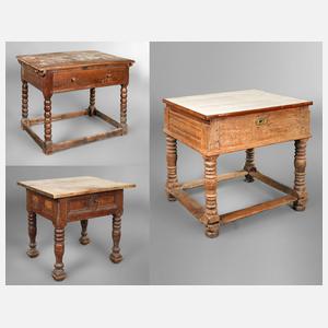 Drei Bauerntische