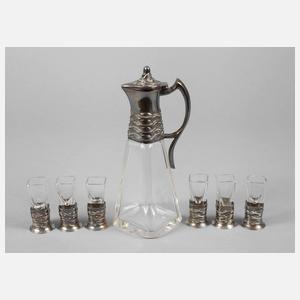 Schnapskaraffe mit  sechs Stampern