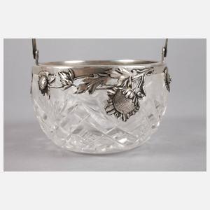 Henkelschale Silber Blütendekor