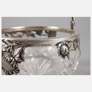 Henkelschale Silber Blütendekor