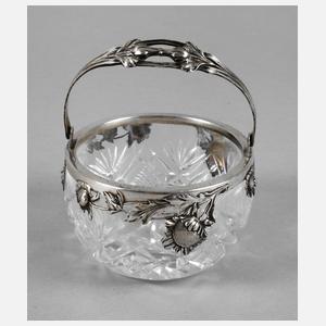 Henkelschale Silber Blütendekor