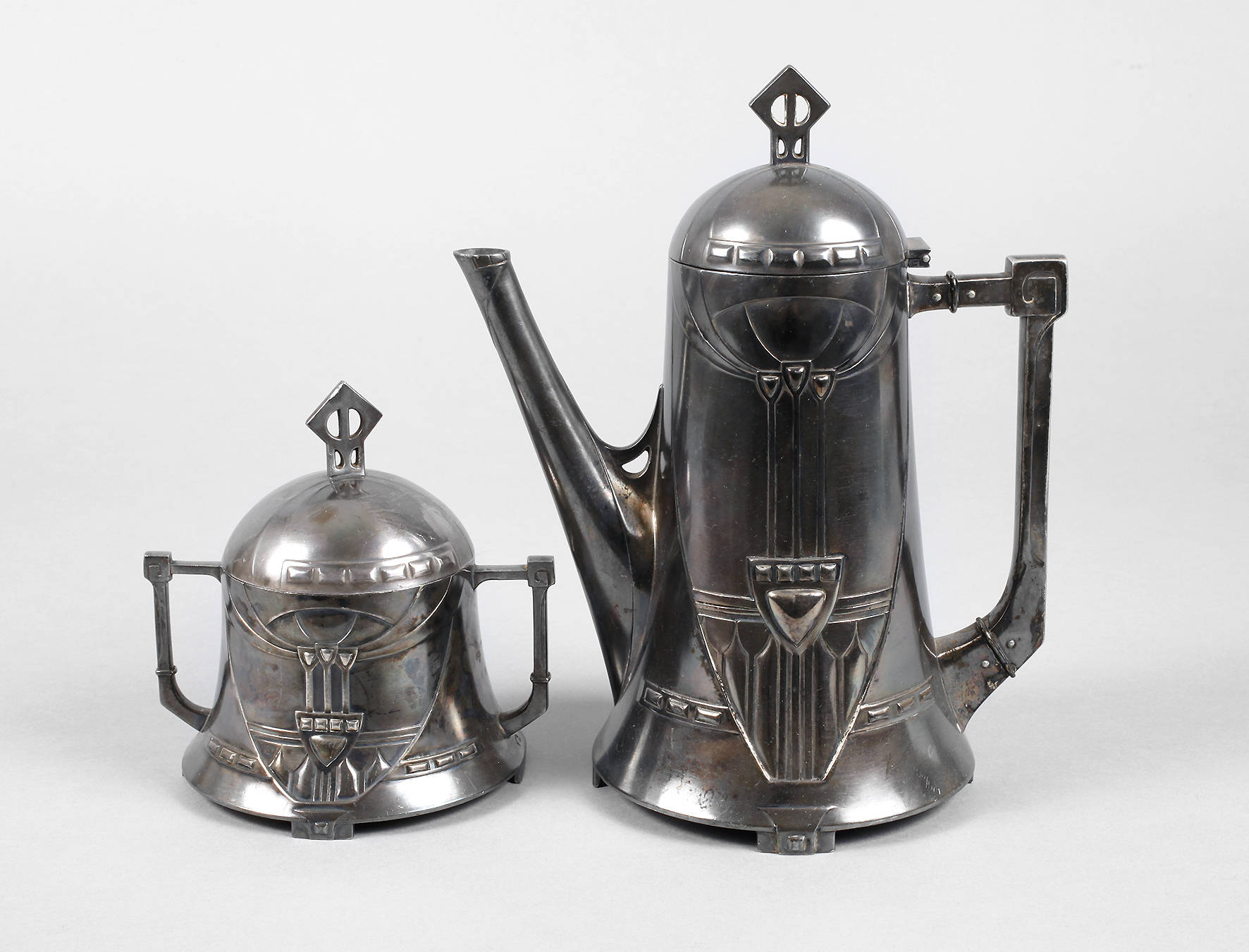 WMF Geislingen Kanne und Zuckerdose Jugendstil