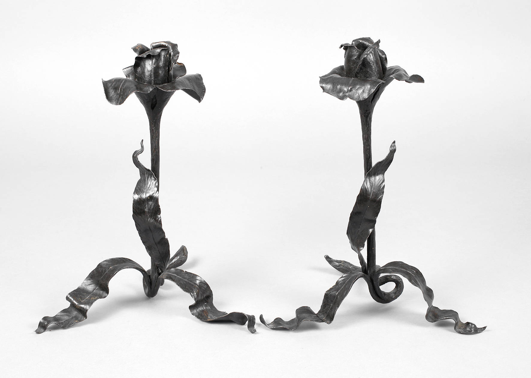 Paar Kerzenleuchter Schmiedeeisen