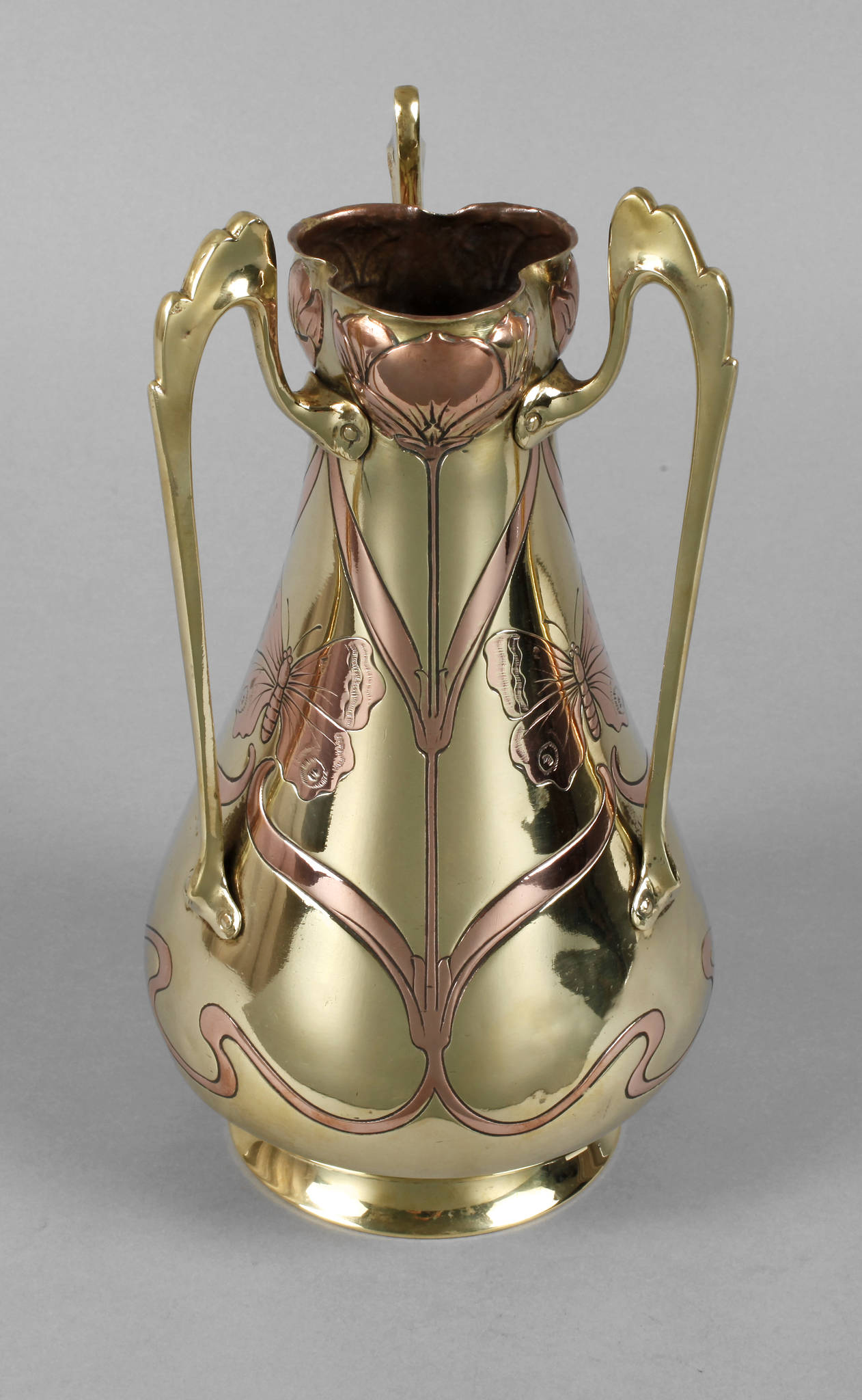 Jugendstilvase Messing und Kupfer