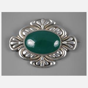 Große Jugendstilbrosche mit Chrysopras