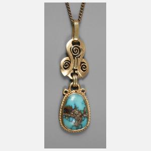 Jugendstil-Anhänger mit Türkis
