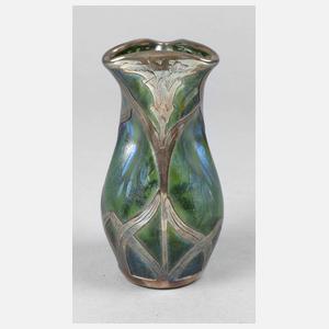 Loetz Wwe. Jugendstilvase mit Silberauflagen
