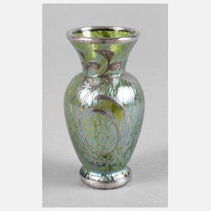 Loetz Wwe. kleine Jugendstilvase Silberoverlay