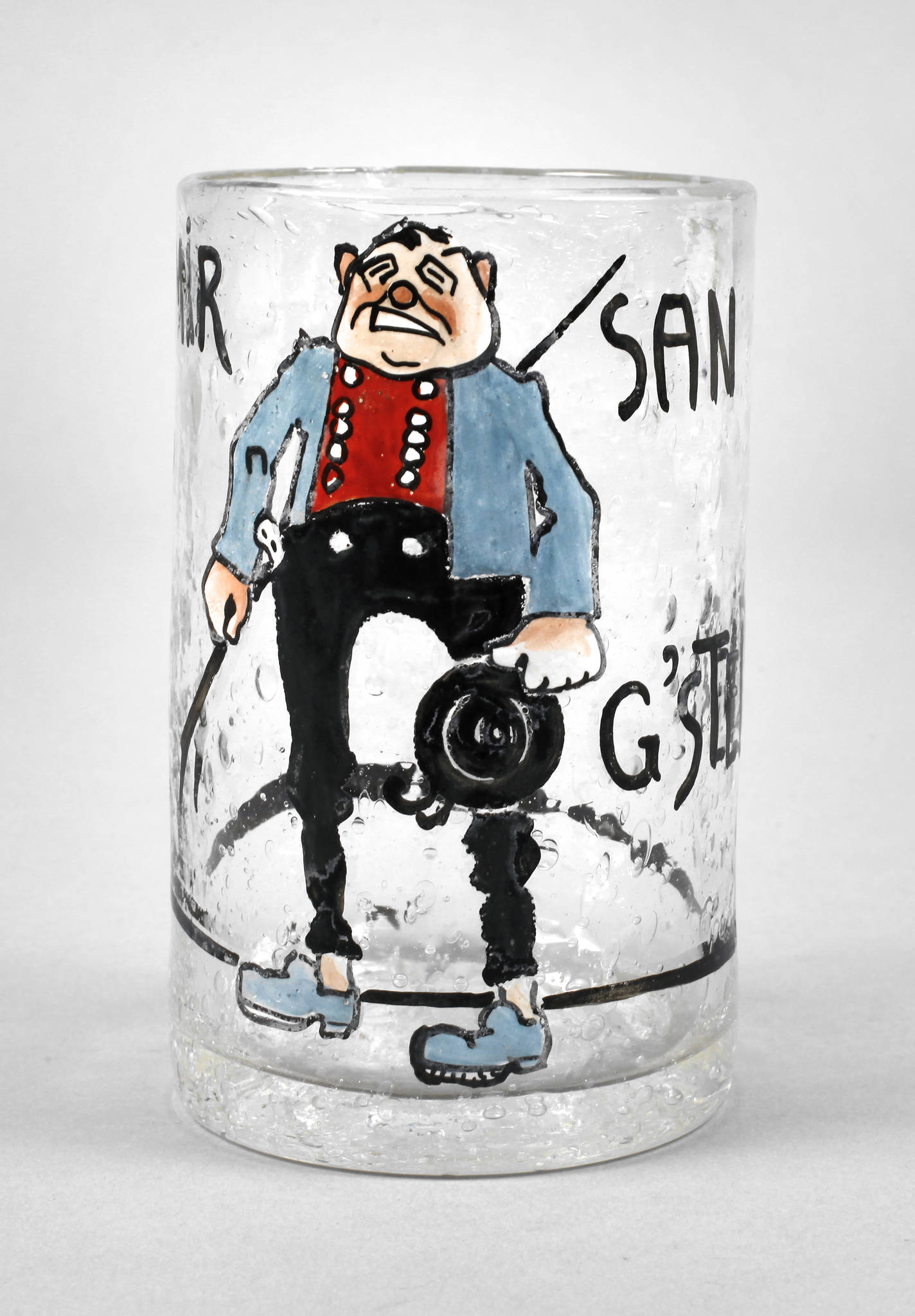 Ludwig Hohlwein Trinkglas ”Mir san g'stellt!”