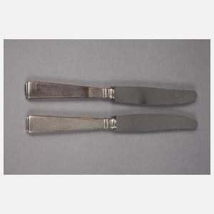 Zwölf Messer mit Silbergriffen Art déco