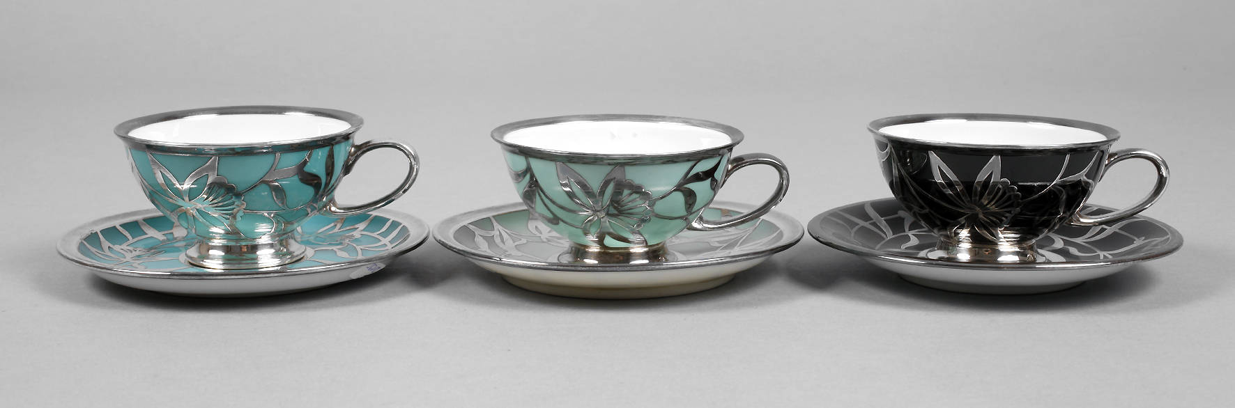 Rosenthal drei Tassen Silberauflage