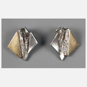 Paar Design-Ohrclips Silber
