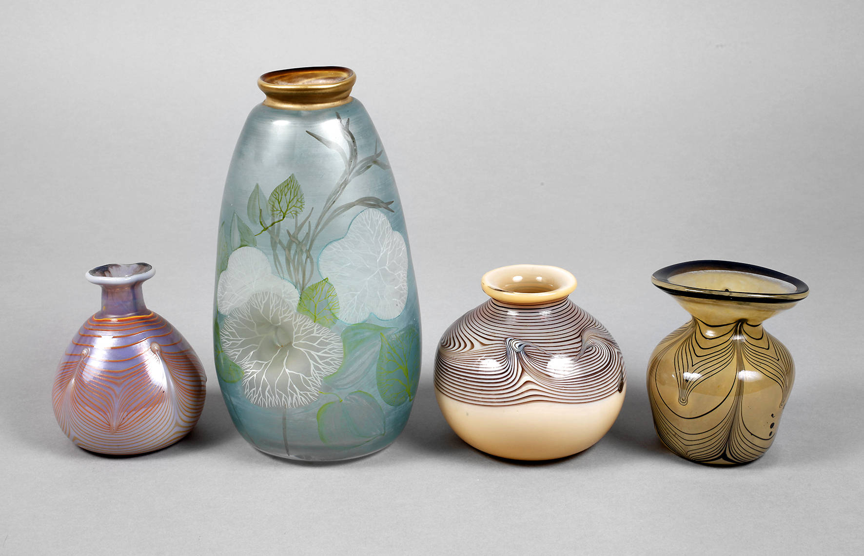 Erwin Eisch vier Künstlervasen Studioglas