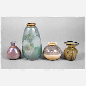 Erwin Eisch vier Künstlervasen Studioglas