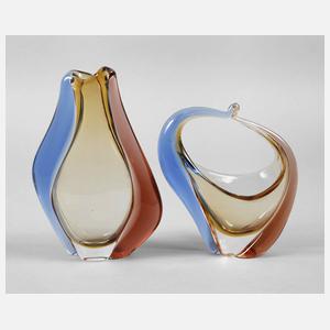 Murano Henkelschale und Vase