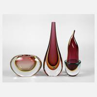 Murano zwei Vasen und ein Glasobjekt111