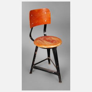 Werkstatthocker mit Lehne