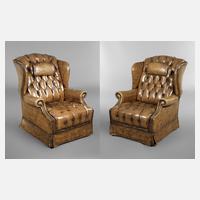 Paar Ohrenbackensessel Leder111