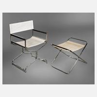 Chromklappstuhl mit Ottomane111