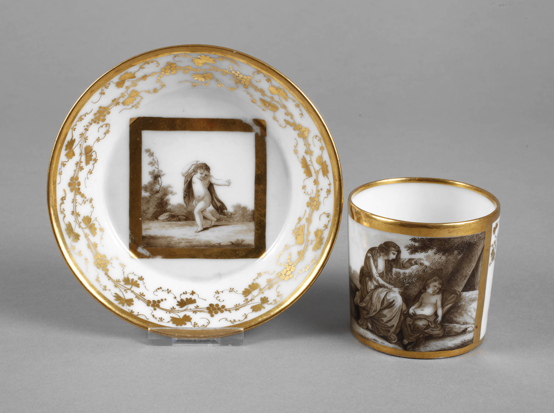 Biedermeiertasse Grisaillemalerei