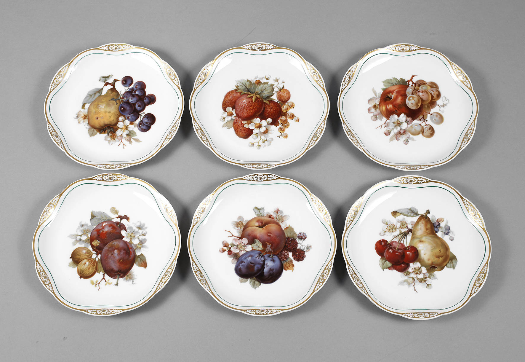 Fürstenberg sechs Obstteller Jugendstil